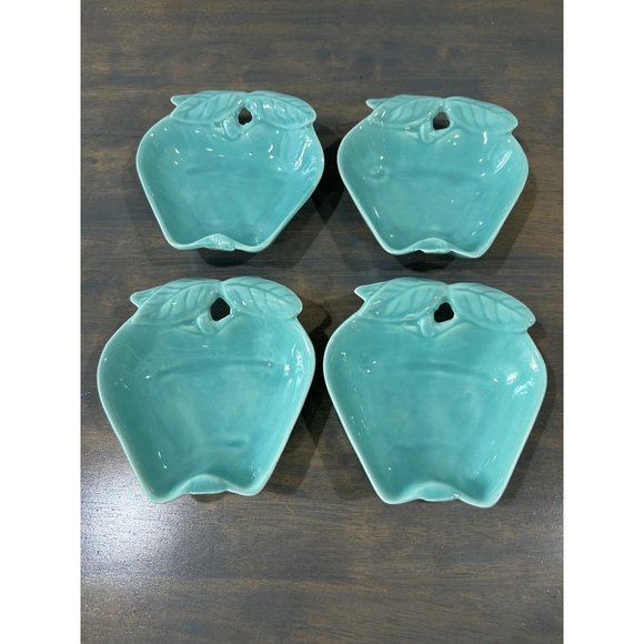 4 Belmar of California Hoenig Pottery Apple Dishes Pottery Serving Bowls Turquoi - Picture 1 of 6